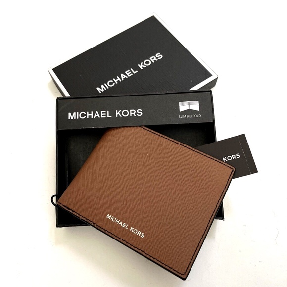 Michael Kors Slim Billfold Men's Wallet 2pc Gift Set Black Brown Boxed Holiday - Picture 3 of 14